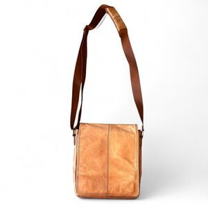 Mancini Brown Leather Small Crossbody Messenger Bag Organizer 11x12x3